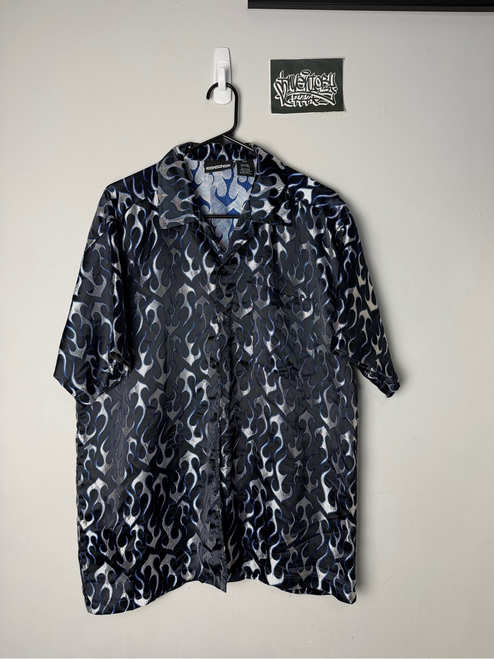 Vtg 90s Polo Shiny Flames Button Down